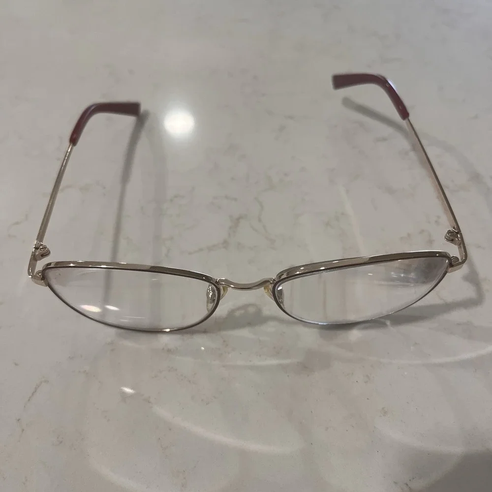 Oxford Lane Queensbury Eyeglass Frame Only Aviator Gold Color Burgundy 54 17 135